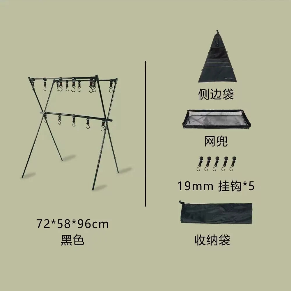 Folding Aluminum Camping Triangle Shelf with Hanging Hooks