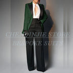 Women's Double Breasted Peak Lapel Slim Fit Pants Suit