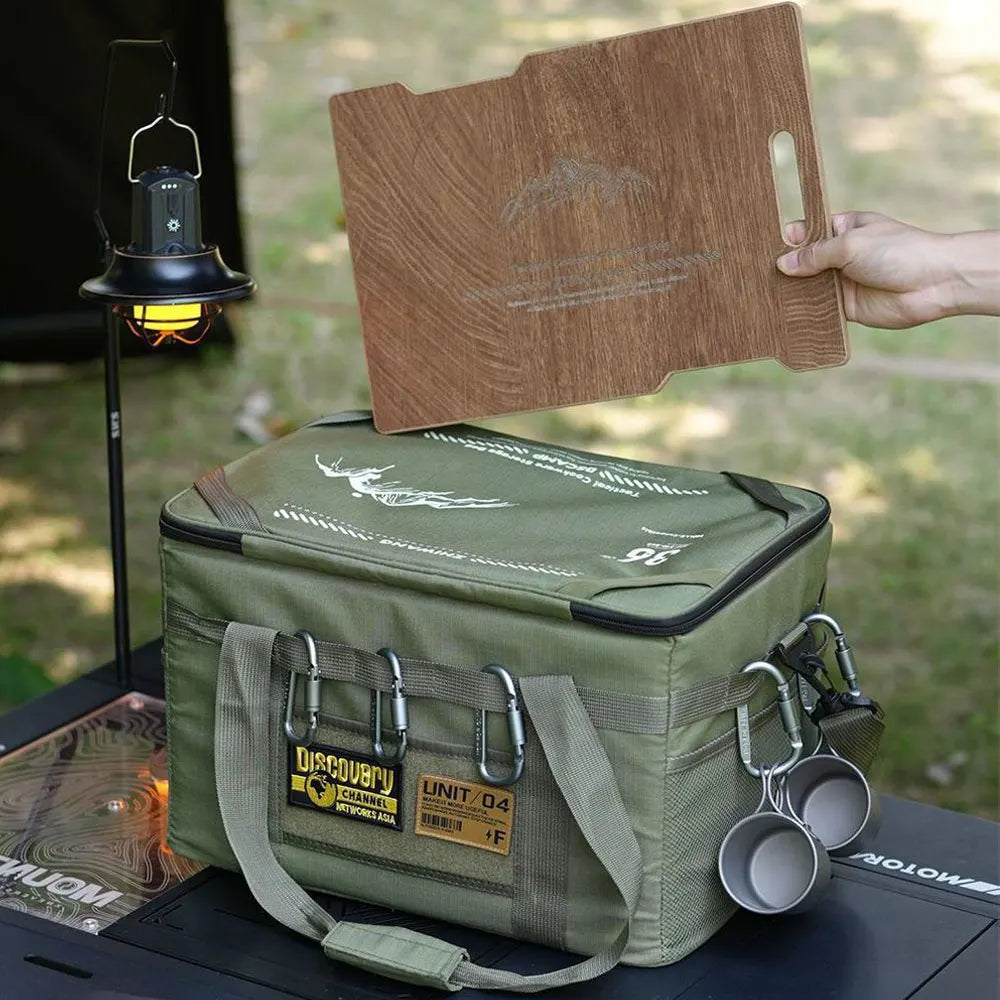 Waterproof Tactical Picnic Bag with Tabletop and 9.5-Gallon Capacity