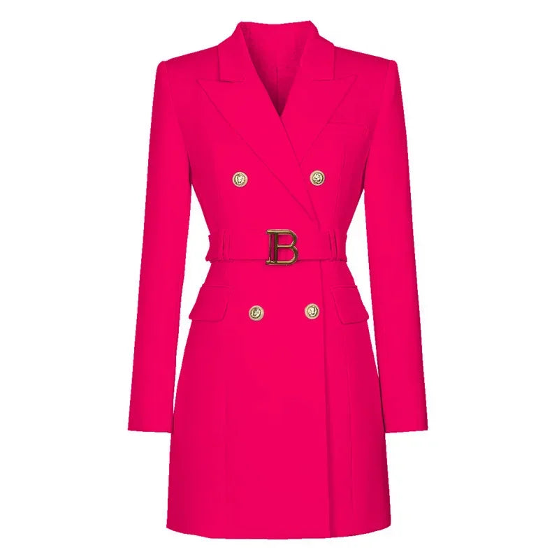 Women's Double Breasted Belted Blazer Dress