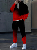 Men's Autumn Gradient 3D Print Hoodie and Sweatpants Tracksuit Set