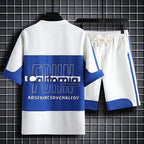 Men's Casual Printed Short Sleeve T-Shirt and Shorts Two Piece Set
