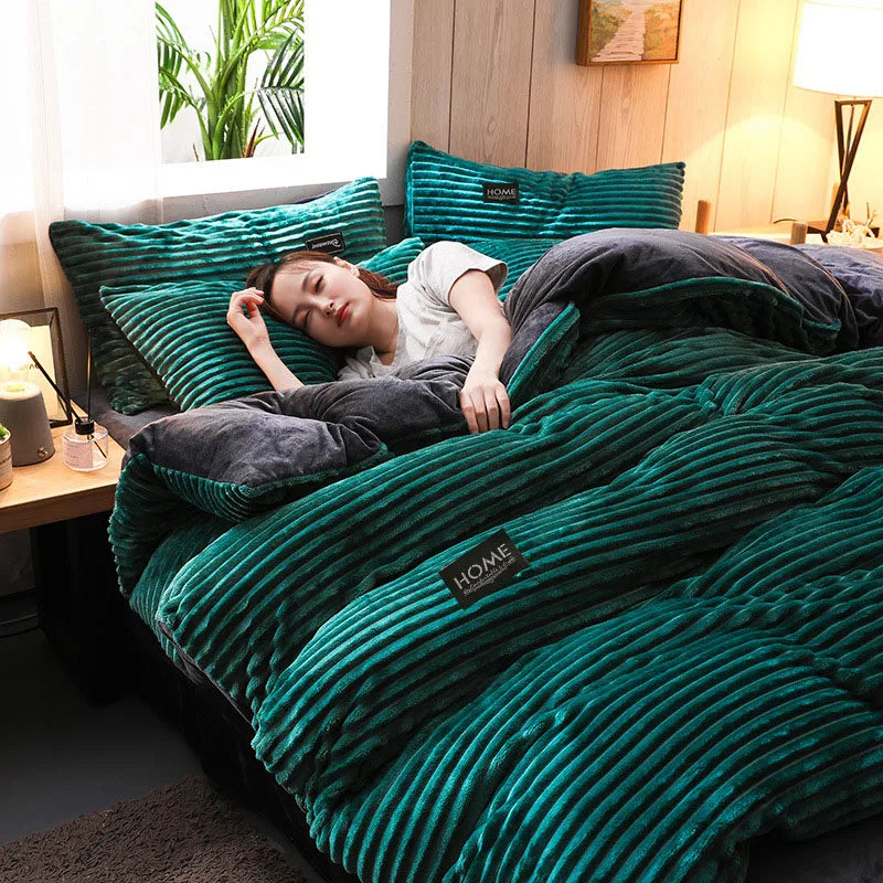 Velvet Duvet Cover and Winter Warm Quilt Bedding