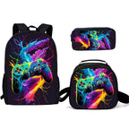 Unisex Gaming Controller 3D Print Backpack 3-Piece Bag Set