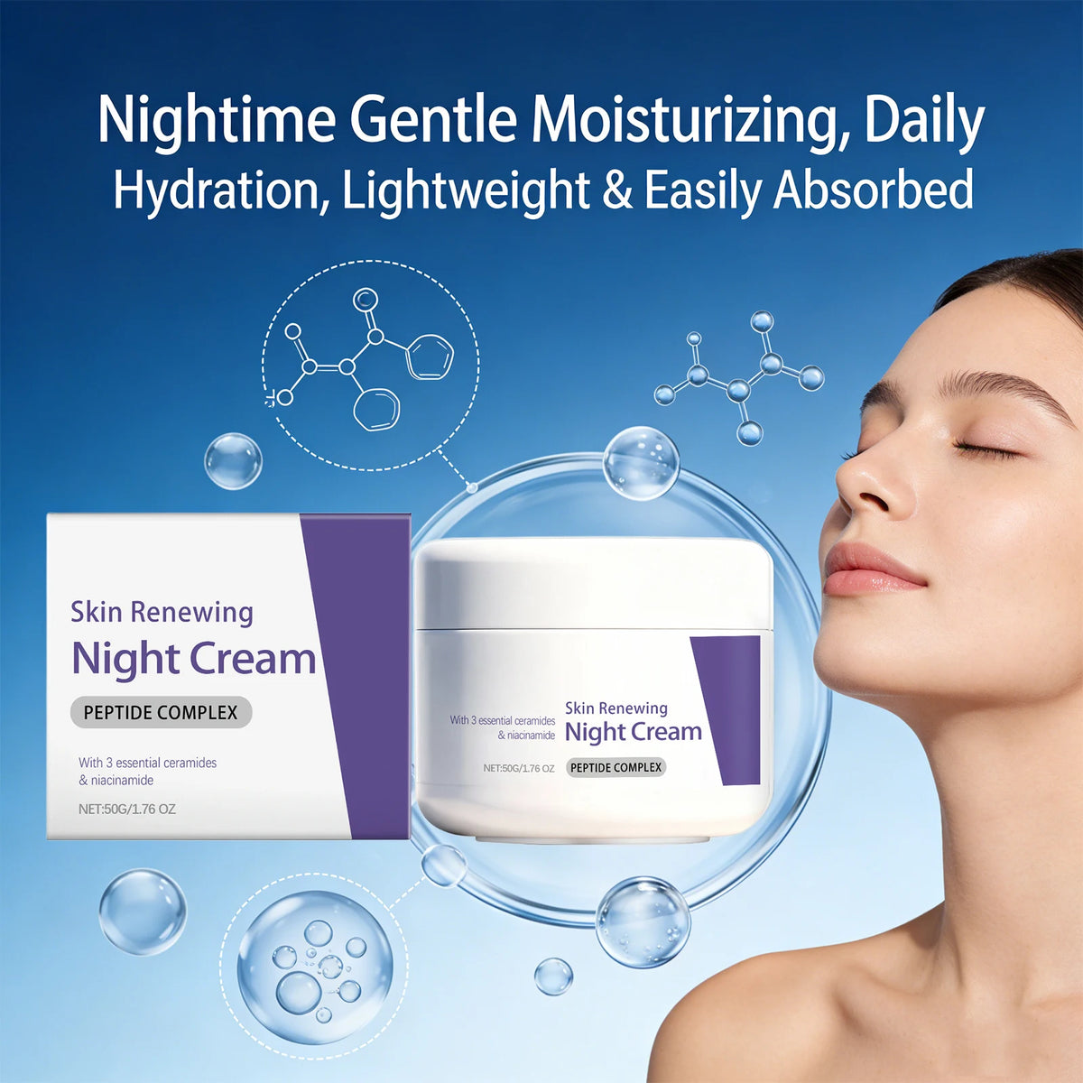 Unisex Nicotinamide & Ceramide Skin Renewing Night Face Cream 1.8 oz