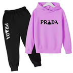 Kids' Pattern Hooded Sweatshirt Pants Two-Piece Set