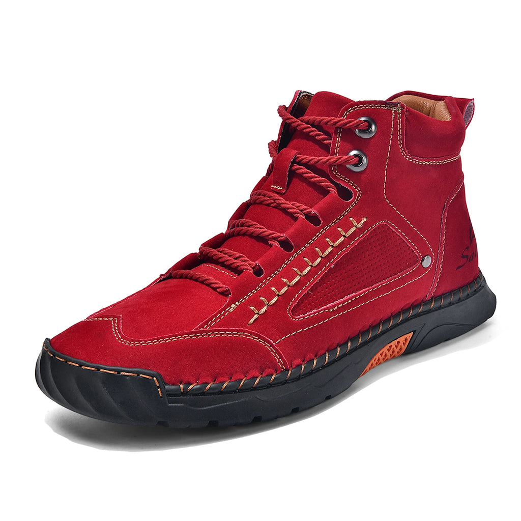 Men's Fashion Split Leather Handmade Casual Ankle Boots 2317-1