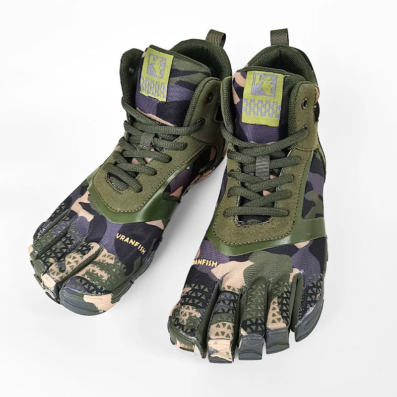 Unisex Cotton Five-Finger Athletic Shoes Hook & Loop Patchwork Sneakers