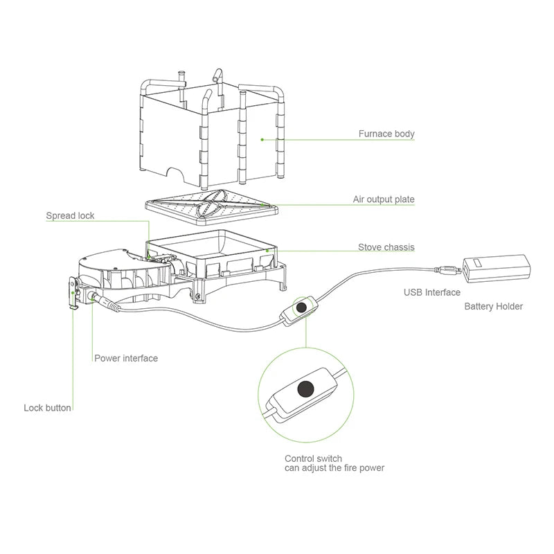 6000W Folding Wood Burning Stove with Electronic Blower