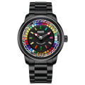 Men's Full Color Rotatable Dial Quartz Watch with Luminous Wheel