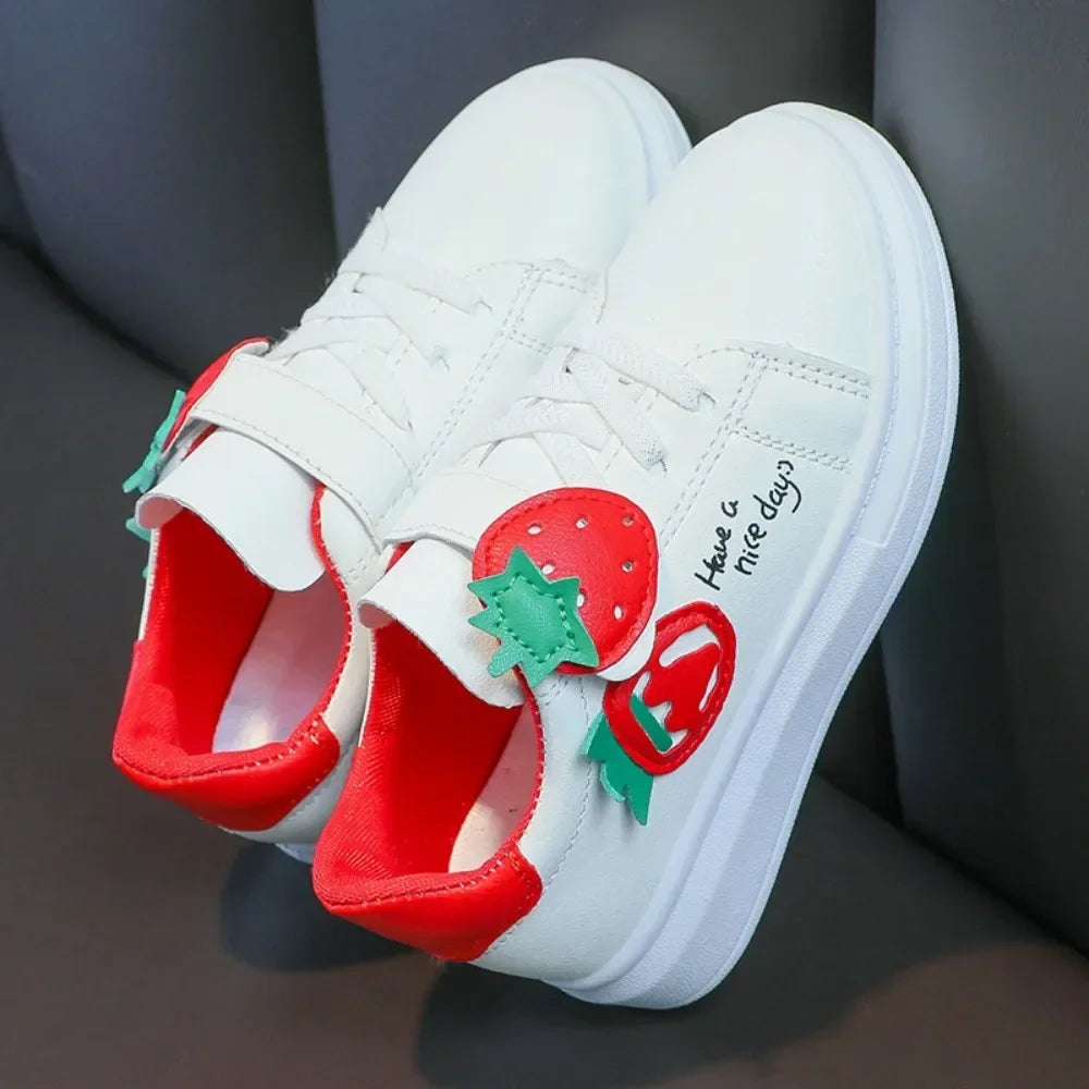 Girls' PU Leather Soft-Soled Casual Running Sneakers