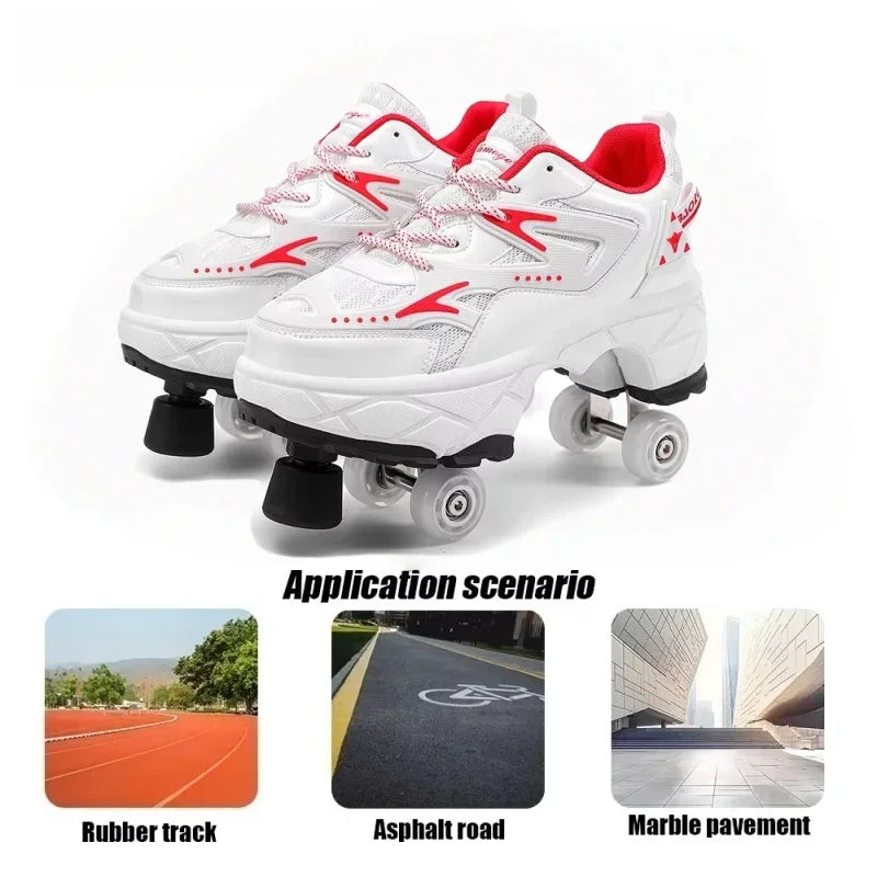 Kids' Breathable Mesh Four-Wheel Roller Skate Sneakers SY119