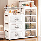 14.6in Foldable PP Plastic Storage Cabinet and Rolling Organizer