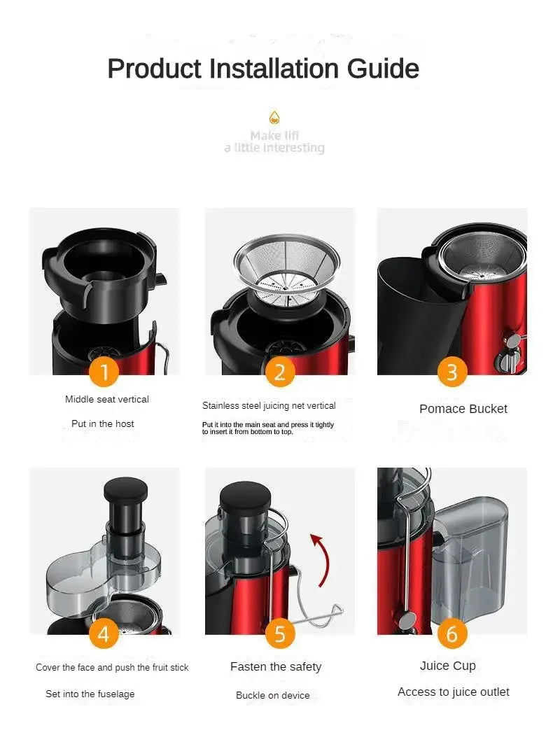Centrifugal Fruit and Vegetable Juicer with Wide Feed Chute 800W