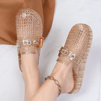 Women's Jelly Crystal Open-Toe Sandals Summer Beach Slippers