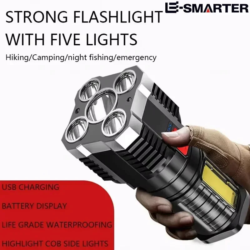 Rechargeable LED Flashlight with Side Light and 3 Lighting Modes