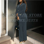 Women's Double Breasted Velvet Blazer Pants Suit