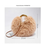Women's Solid Color Plush Shoulder Bag with Adjustable Strap