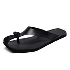 Men's Genuine Leather Summer Flip Flop Slides