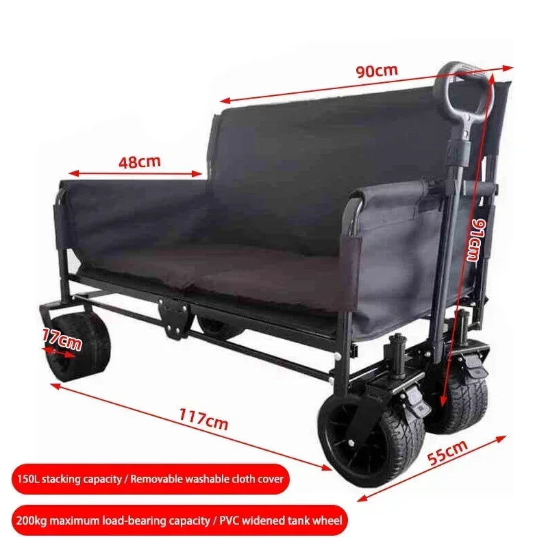 Multifunctional Folding Camping Cart with 40-Gallon Capacity