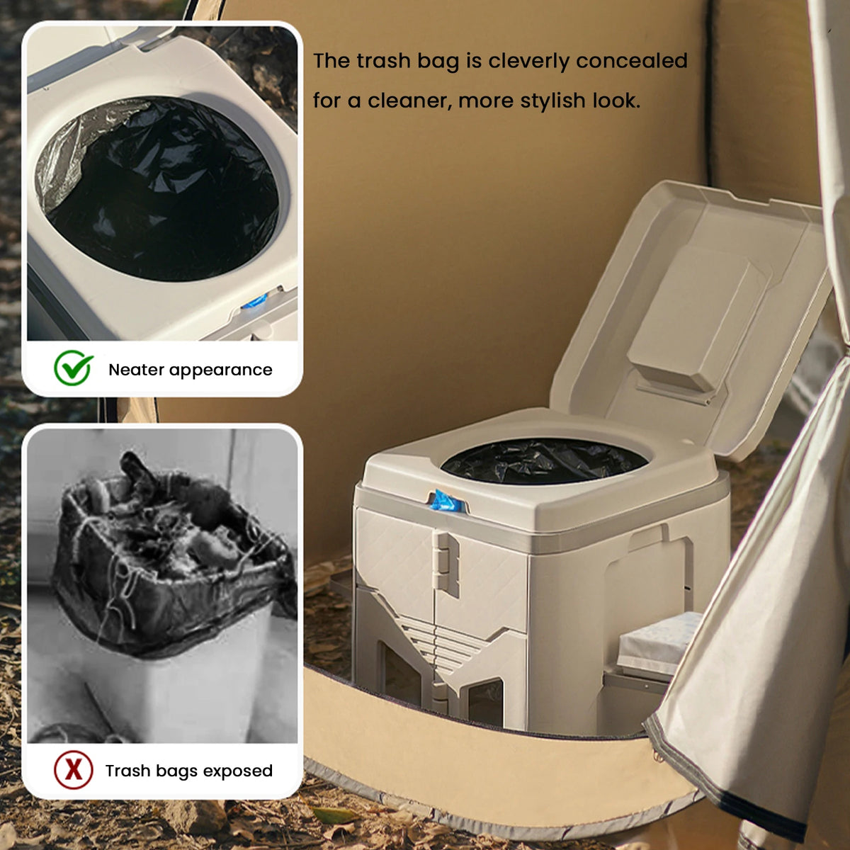 Portable Folding Camping Toilet with Lid and 330-lb Load Capacity