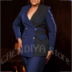 Women's Classic Tailored Blazer and Trousers Suit Set