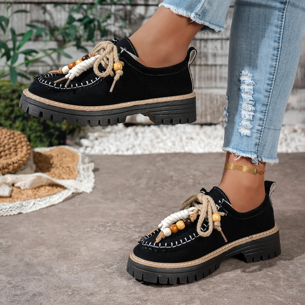 Women's Round Toe Casual Square Heel Pumps