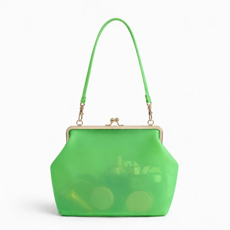 Women's Retro Kiss Lock Frame Shoulder Clutch Bag