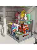 2-Tier Metal Slide Out Cabinet Organizer and Storage Basket