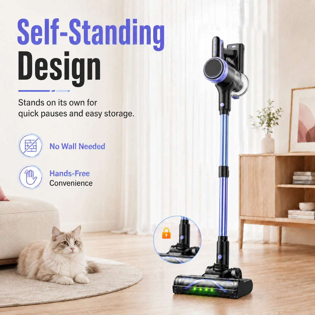 Cordless Stick Vacuum Cleaner with Anti-Tangle Brush 500W