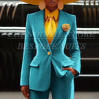 Women's Velvet Notch Lapel Slim Fit 2 Piece Pants Suit