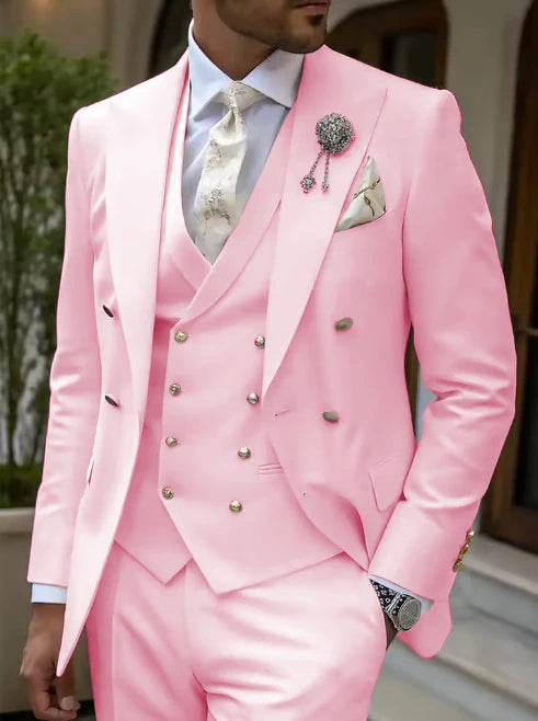 Men's Solid Color Lapel Short Sleeve Zipper Trouser Suit