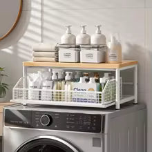 Metal Microwave Stand with Drawer and Multipurpose Countertop Storage Rack
