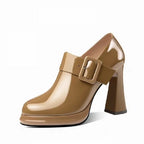 Women's Platform Round Toe Thick High Heel Pumps