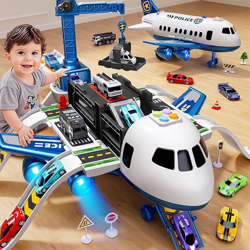 Kids' Airplane Track Toy Set with Lights and Sound