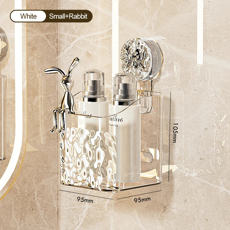 Wall Mounted Water Ripple Suction Shower Storage Basket Rack SSW045