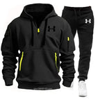 Men's Casual Zipper Hoodie and Jogger Pants Two Piece Tracksuit Set