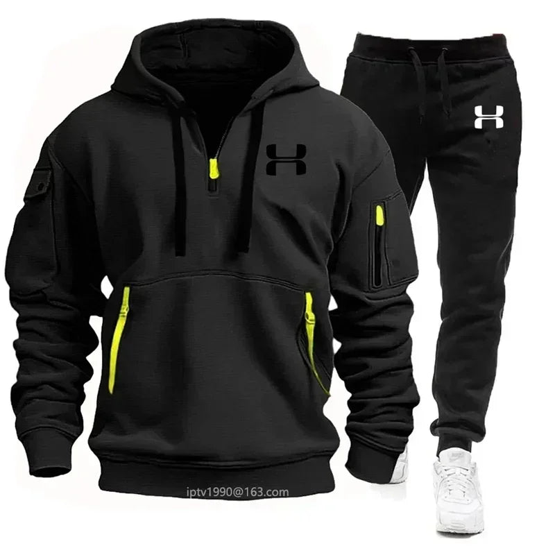 Men's Casual Zipper Hoodie and Jogger Pants Two Piece Tracksuit Set