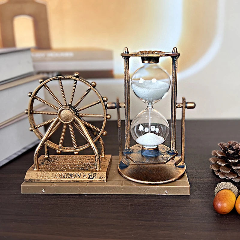 Retro Ferris Wheel Quicksand Hourglass Figurine and Desktop Tabletop Ornament