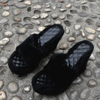 Women's Trendy Furry Wedge High Heel Slide Slippers