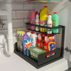 2-Tier Metal Slide Out Cabinet Organizer and Storage Basket