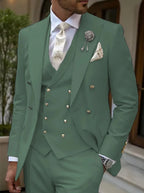 Men's Solid Color Lapel Short Sleeve Zipper Trouser Suit