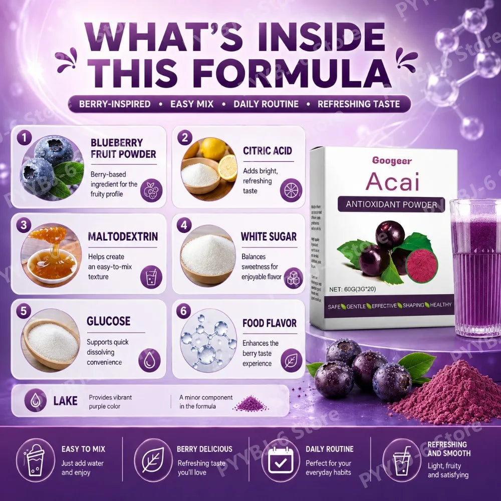 Acai Berry Antioxidant Powder Dietary Supplement Drink Mix 60g