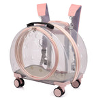 Portable Breathable Transparent Rolling Pet Travel Backpack