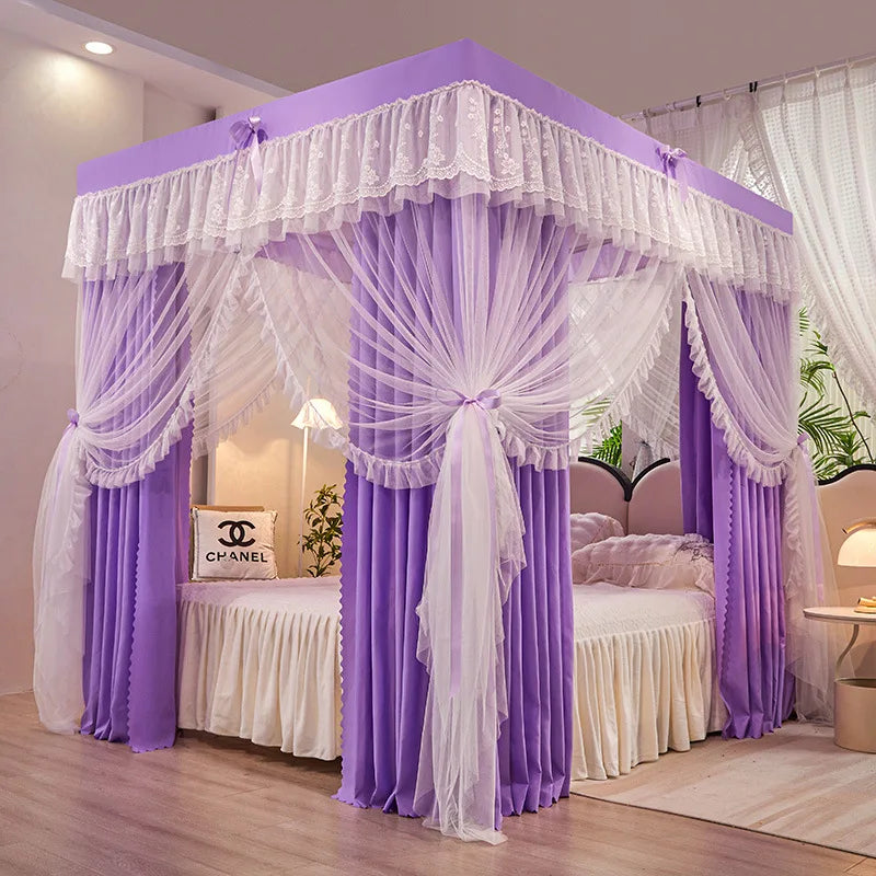 Princess Palace Style Blackout Mosquito Net Bed Canopy with Triple Doors