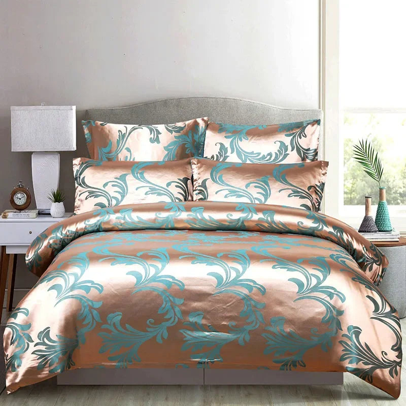 European Satin Jacquard Duvet Cover and Smooth Bedding Set