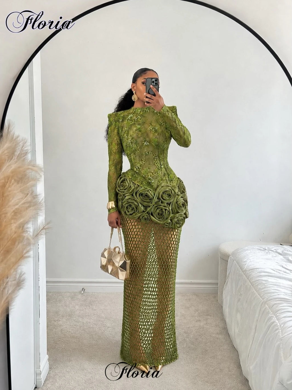 Women's Long Sleeve Mermaid Evening Prom Gown