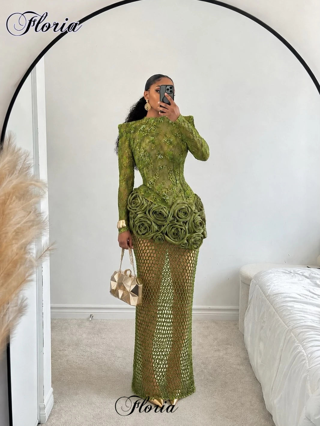Women's Long Sleeve Mermaid Evening Prom Gown