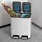 Double Compartment Pedal Trash Can with Lid and Sorting Bins