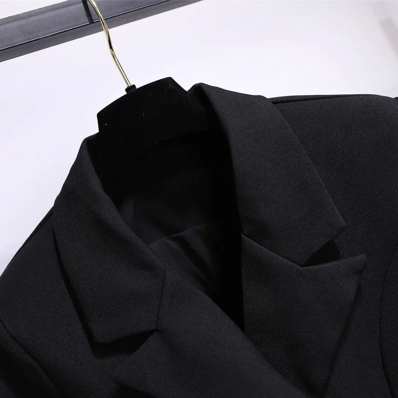 Women's Belted Slim Waist Long Blazer Dress